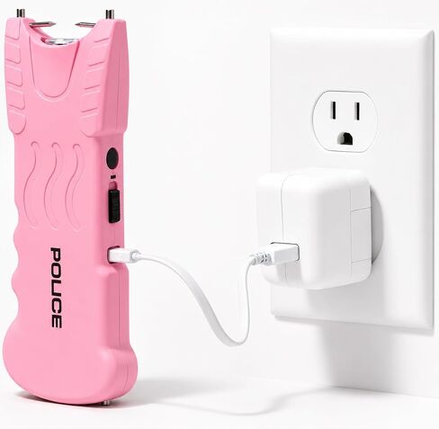 POLICE Stun Gun for Self Defense 916 – High Voltage Rechargeable with LED Flashlight, Compact & Heavy Duty – Personal Security for Women – Pink in Kuwait