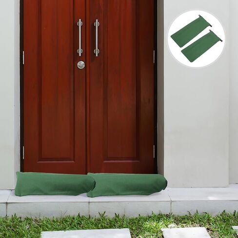 2pcs Canvas Flood Barrier Sandbags 27.5x11 Inch Reusable Green in Kuwait