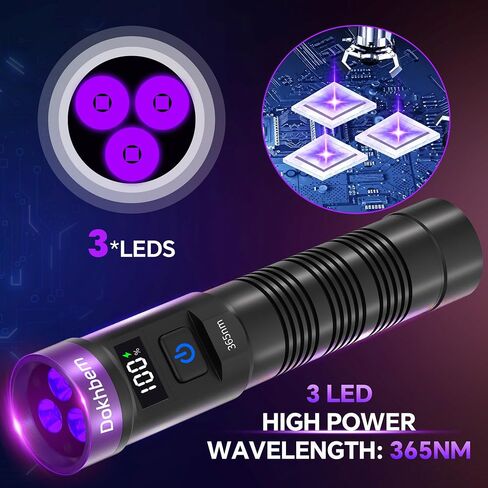365nm 3LED UV Flashlight Black Light Powerful UV Light Rechargeable in Kuwait