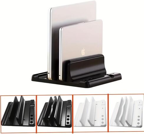 2-Slot Black Adjustable Vertical Desk Organizer Stand, Multi-Functional Storage Rack for Pen Notebook Smartphone Tablet in Kuwait