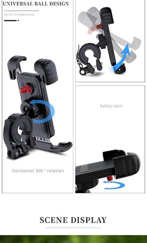 Bike Phone Holder, Motorcycle Phone Mount, Handlebar Cell Phone Clamp, Scooter Phone Clip for iPhone 16 Pro Max/Plus, 15 Pro Max, S10, S20, More 4.7" to 6.8" Smartphones in Kuwait