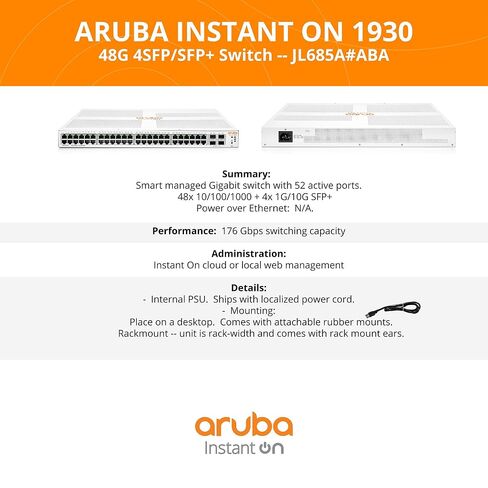 HP JL685A Aruba Instant On 1930 48G 4SFP/SFP+ Ethernet Smart Switch (Renewed) in Kuwait