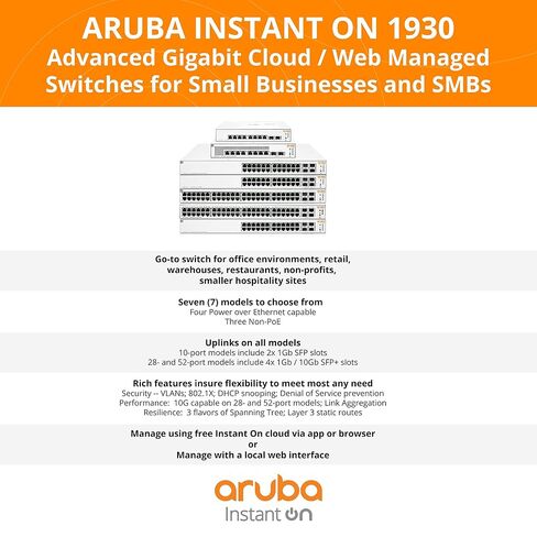 HP JL685A Aruba Instant On 1930 48G 4SFP/SFP+ Ethernet Smart Switch (Renewed) in Kuwait