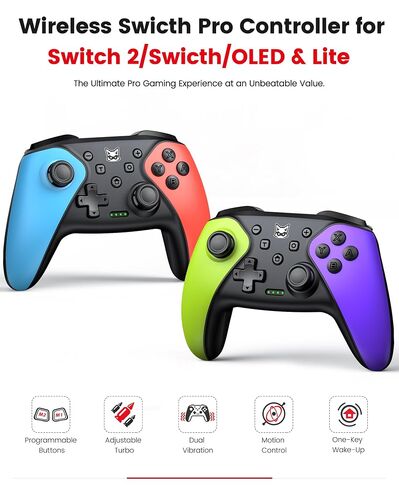 ELISWEEN 2 Pack Wireless Switch Controller for Switch/Lite/OLED/Swicth 2 Controller, Switch Controller Joysticks Work with iOS/Android/PC-Switch 2 Pro TURBO Controller with Wake-up Programmable in Kuwait