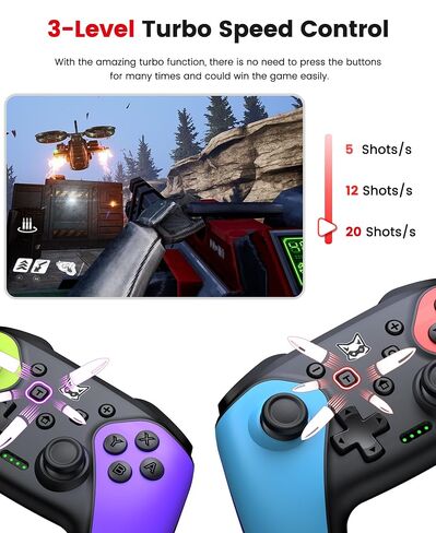 ELISWEEN 2 Pack Wireless Switch Controller for Switch/Lite/OLED/Swicth 2 Controller, Switch Controller Joysticks Work with iOS/Android/PC-Switch 2 Pro TURBO Controller with Wake-up Programmable in Kuwait