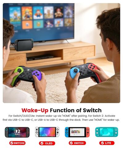 ELISWEEN 2 Pack Wireless Switch Controller for Switch/Lite/OLED/Swicth 2 Controller, Switch Controller Joysticks Work with iOS/Android/PC-Switch 2 Pro TURBO Controller with Wake-up Programmable in Kuwait