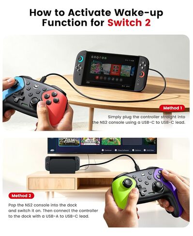 ELISWEEN 2 Pack Wireless Switch Controller for Switch/Lite/OLED/Swicth 2 Controller, Switch Controller Joysticks Work with iOS/Android/PC-Switch 2 Pro TURBO Controller with Wake-up Programmable in Kuwait