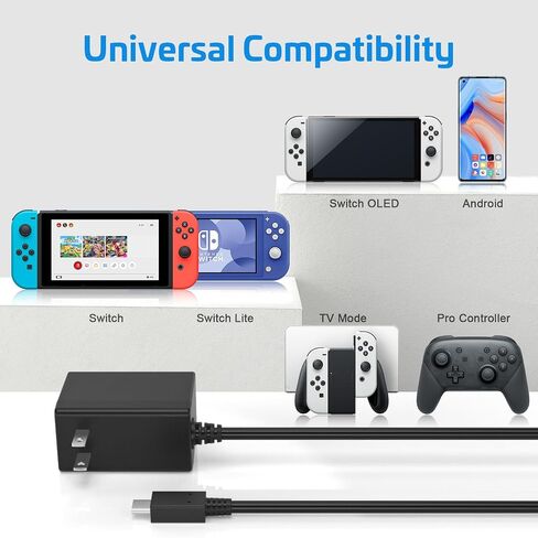 Charger for Switch, Switch OLED & TV Dock Mode, 39W Fast Charger with 5FT USB-C Cable in Kuwait