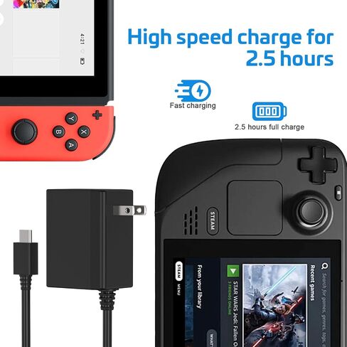 Charger for Switch, Switch OLED & TV Dock Mode, 39W Fast Charger with 5FT USB-C Cable in Kuwait