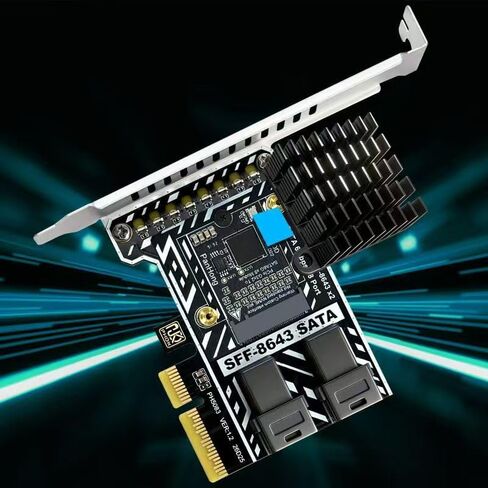 PCIE to 2-Port SFF-8643 SATA Expansion Card 8Ports SATA3 6Gbps Controller Raid Card Compatible with Synology NAS, VMware ESXi, fnOS and Linux Systems in Saudi Arabia