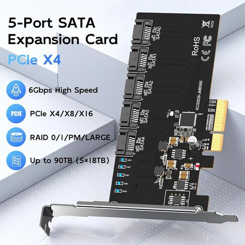 5-Port SATA to PCIe X4 Expansion Card, SATA 3.0 6Gbps Controller Adapter in Kuwait