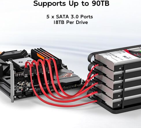 5-Port SATA to PCIe X4 Expansion Card, SATA 3.0 6Gbps Controller Adapter in Kuwait