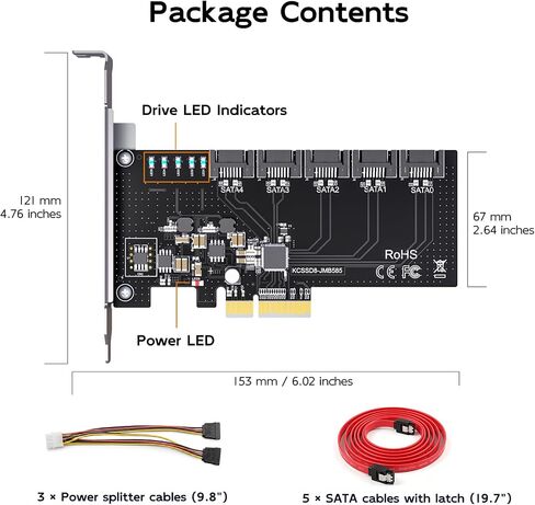 5-Port SATA to PCIe X4 Expansion Card, SATA 3.0 6Gbps Controller Adapter in Kuwait