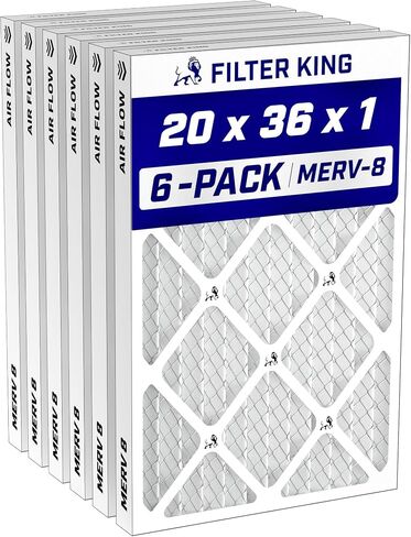Filter King 20x36x1 Air Filter MERV 8, AC Furnace Filters (6-Pack) | Dust & Allergy Control (Actual Size: 19.5 x 35.5 x .75) in Kuwait