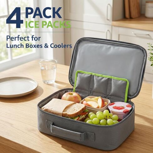 WORLD-BIO Reusable Ice Packs for Lunch Box, Bento Box & Portable Cooler – Long Lasting Cold Packs for Food in Kuwait