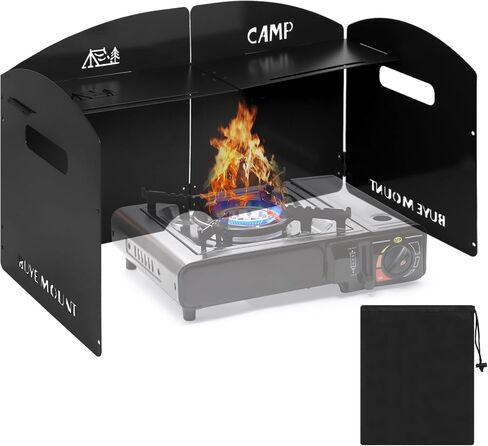 Black Camping Stove Windscreen 4 Plates Steel Camp Stove Windscreen Folding Outdoor Picnic Cooker Stove Wind Screen Windshield with Drawstring Bag for Camping, Hiking, Picnic, Backpacking, Cooking in Kuwait