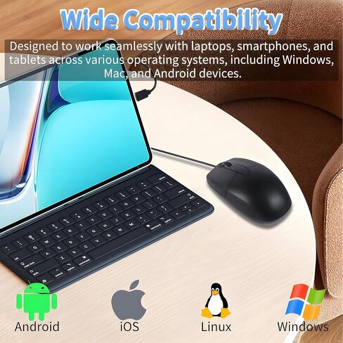 Type-C Wired Mouse - Plug and Play, High Precision, Compatible with Laptops, Smartphones & Tablets, Ideal for Office and Home Use in Kuwait