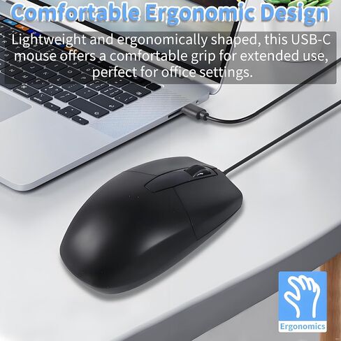 Type-C Wired Mouse - Plug and Play, High Precision, Compatible with Laptops, Smartphones & Tablets, Ideal for Office and Home Use in Kuwait