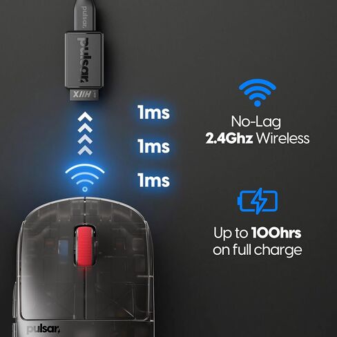 Pulsar Gaming Gears - Super Clear Limited Edition: X2H Mini Wireless Gaming Mouse, Symmetrical, Ultra Lightweight 1.83 oz (52g), PAW3395 26k DPI, Optical Switch (Mini, Clear Black) in Saudi Arabia