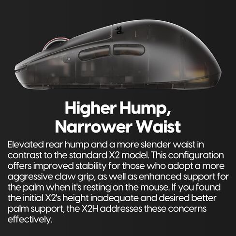 Pulsar Gaming Gears - Super Clear Limited Edition: X2H Mini Wireless Gaming Mouse, Symmetrical, Ultra Lightweight 1.83 oz (52g), PAW3395 26k DPI, Optical Switch (Mini, Clear Black) in Saudi Arabia