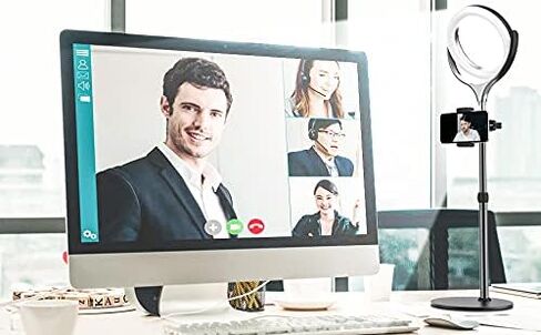 مجموعة إضاءة مؤتمرات الفيديو، مصباح حلقة مكتب Anozer للكمبيوتر المحمول Mac، مصابيح وجه دائرية مع 3 ألوان قابلة للتعتيم و10 سطوع لمكالمات اجتماع التكبير، والبث المباشر، والدردشة عبر كاميرا الويب، والمكياج in Kuwait