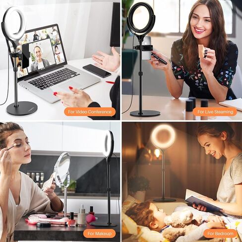 مجموعة إضاءة مؤتمرات الفيديو، مصباح حلقة مكتب Anozer للكمبيوتر المحمول Mac، مصابيح وجه دائرية مع 3 ألوان قابلة للتعتيم و10 سطوع لمكالمات اجتماع التكبير، والبث المباشر، والدردشة عبر كاميرا الويب، والمكياج in Kuwait