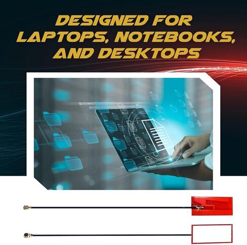 WiFi Antenna for PC, Laptop, Desktop & Motherboard | 2.4GHz/5GHz/6GHz | 4th Generation U.FL (Compatible with MHF4 and IPEX4) Connectors on M2 Wi-Fi Cards | 2-Pack 30cm (12in) in Kuwait