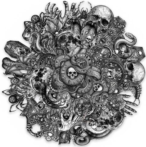 50Pcs Black Vintage Gothic Stickers, Dark Spooky Skull Witchy Decorative Stickers for Journal Scrapbooking Skateboard Luggage Laptop Water Bottle Halloween Gifts, Waterproof PET Transparent Decals in Saudi Arabia