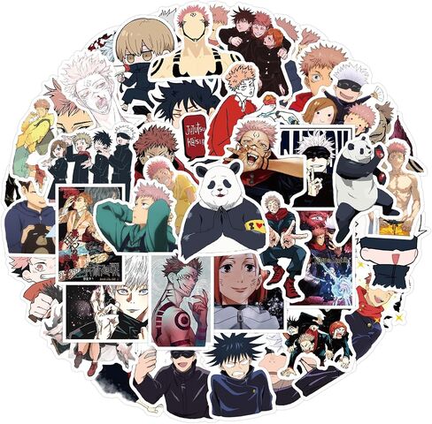 50Pcs Manga Jujutsu Kaisen Stickers Mixed Pack Hot Cartoon Anime Stickers Decorative Sticker for Kids Teens Adults Waterproof Sticker for Water Bottle Laptop in Kuwait