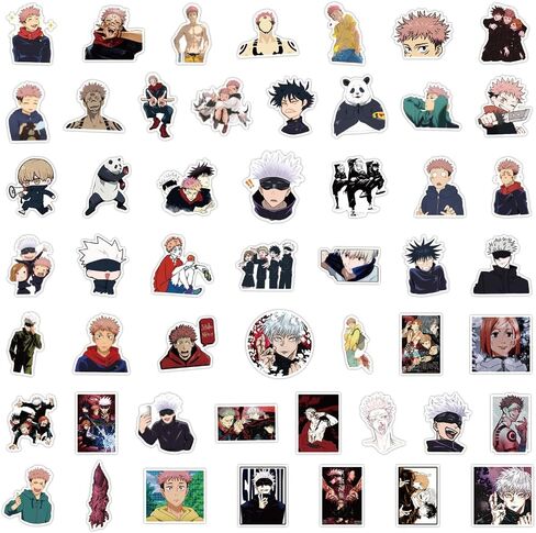 50Pcs Manga Jujutsu Kaisen Stickers Mixed Pack Hot Cartoon Anime Stickers Decorative Sticker for Kids Teens Adults Waterproof Sticker for Water Bottle Laptop in Kuwait