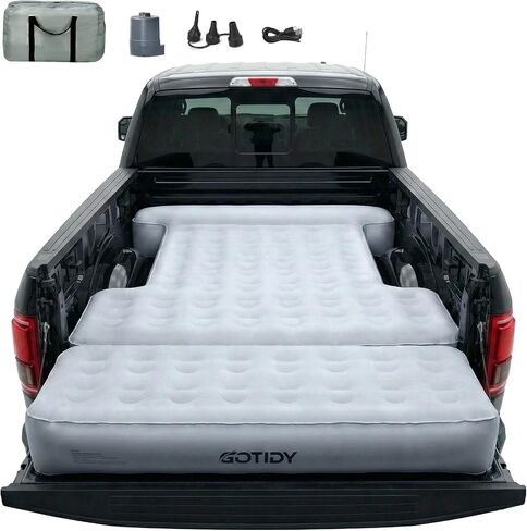 Comfortable Fabric Texture Truck Bed Mattress 5.5-5.8ft for Full-Size Pickup, Truck Bed Air Mattress Customized for Tundra/ F150/ Silverado/ Ram1500, with Bult-in-Air Pump,Camping & Road Trip in Kuwait