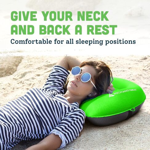 Camping Pillow with Removable Cover, Ultralight Portable Compact Inflatable Pillow for Neck Lumbar Support, Compressible Pillow for Hiking, Beach, Hammock, and Backpacking Gear in Kuwait