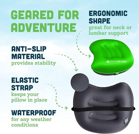Camping Pillow with Removable Cover, Ultralight Portable Compact Inflatable Pillow for Neck Lumbar Support, Compressible Pillow for Hiking, Beach, Hammock, and Backpacking Gear in Kuwait