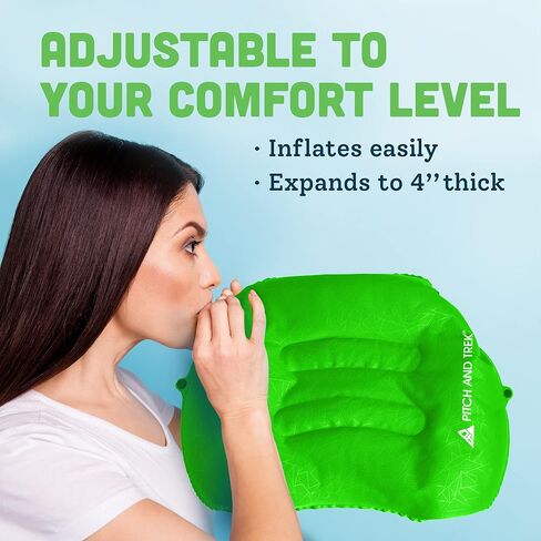 Camping Pillow with Removable Cover, Ultralight Portable Compact Inflatable Pillow for Neck Lumbar Support, Compressible Pillow for Hiking, Beach, Hammock, and Backpacking Gear in Kuwait