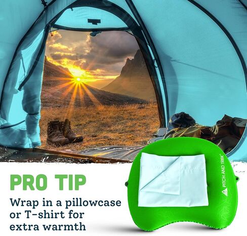 Camping Pillow with Removable Cover, Ultralight Portable Compact Inflatable Pillow for Neck Lumbar Support, Compressible Pillow for Hiking, Beach, Hammock, and Backpacking Gear in Kuwait