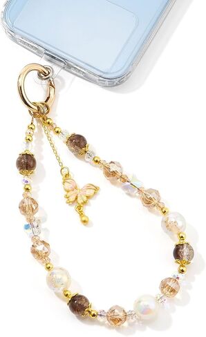 WOZEAH Phone Charm for Women, Beaded Wrist Strap Lanyard with Tether Tab – Anti-Theft Hands-Free Detachable Phone Chain Wristlet in Kuwait