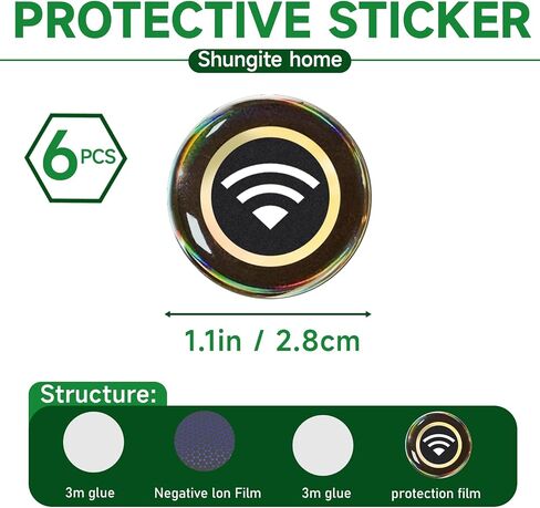 6 Pieces Blocker Protection Neutralizers Stickers for Cell Phones Tablets Laptops Computer WiFi Printer TV Electronic Devices Black in Kuwait