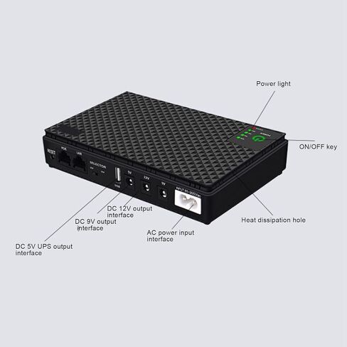 10400mAh Mini Uninterruptible Power Supply DC UPS Battery Backup 5V 9V 12V for Router Modem (US Plug 85-265V) in Kuwait