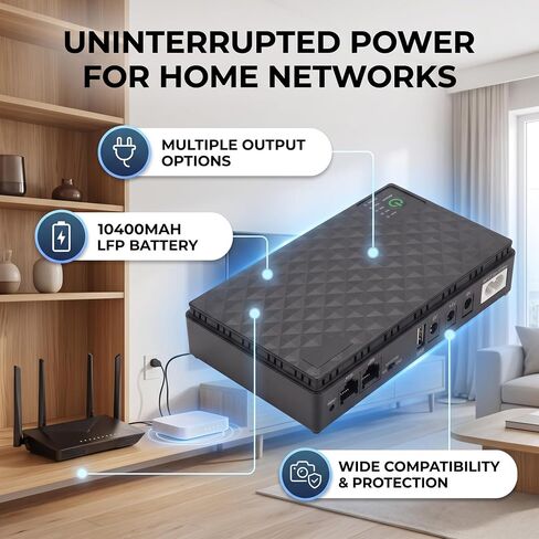 10400mAh Mini Uninterruptible Power Supply DC UPS Battery Backup 5V 9V 12V for Router Modem (US Plug 85-265V) in Kuwait