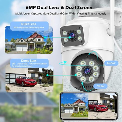 Security Camera Outdoor, Dual Len, 6MP, 5GHz WiFi Camera in Kuwait