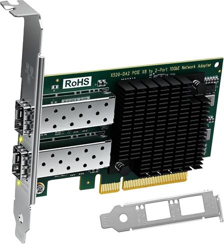 10Gb/s SFP+ Fiber Port Ethernet Adapter for NAS & Desktop PCs. PCIE x4 Interface to 10Gb/s SFP+ Fiber Port NIC Card for Gaming, Intel 82599ES 10GbE Ethernet Controller (X520-DA1) in Kuwait