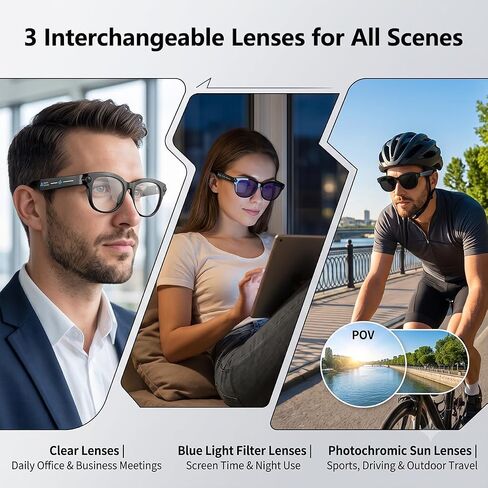 AI Smart Glasses with Camera, POV Vlog, Translator & 3 Lenses in Kuwait