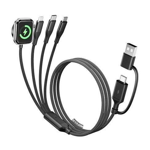 A-Pce 4-in-2 Multi Charging Cable with Smartwatch Charging, White, 4FT in Kuwait