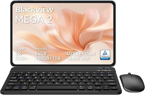 Blackview Android Tablet with Keyboard,12 inch Large Tablet, Computer Tablets with Gemini AI,Pen,24GB+128GB/2TB, 2K FHD+ Display, 9000mAh/18W, Widevine L1, 5G WiFi, GPS in Kuwait