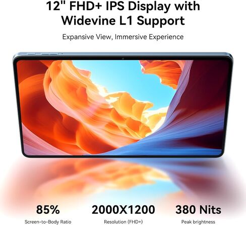 Blackview Android Tablet with Keyboard,12 inch Large Tablet, Computer Tablets with Gemini AI,Pen,24GB+128GB/2TB, 2K FHD+ Display, 9000mAh/18W, Widevine L1, 5G WiFi, GPS in Kuwait