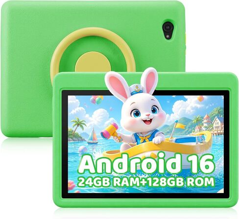 Kids Tablet 10.1 Inch Android 16 Tablet for Kids, 24GB RAM 128GB ROM 1TB Expand, 6000mAh Battery, Parental Control, UKIDOZ Kids Space, Widevine L1, BT5.4, Dual Camera Tablet with Case-Green in Kuwait