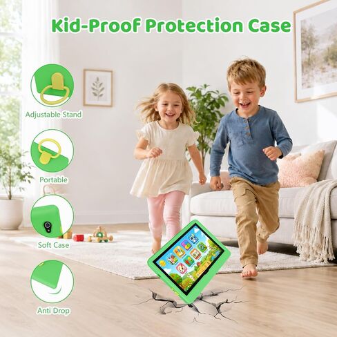 Kids Tablet 10.1 Inch Android 16 Tablet for Kids, 24GB RAM 128GB ROM 1TB Expand, 6000mAh Battery, Parental Control, UKIDOZ Kids Space, Widevine L1, BT5.4, Dual Camera Tablet with Case-Green in Kuwait