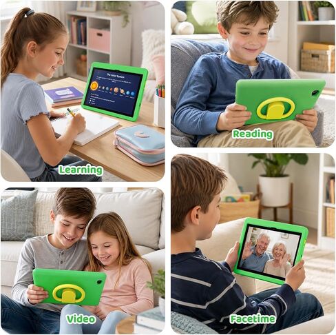 Kids Tablet 10.1 Inch Android 16 Tablet for Kids, 24GB RAM 128GB ROM 1TB Expand, 6000mAh Battery, Parental Control, UKIDOZ Kids Space, Widevine L1, BT5.4, Dual Camera Tablet with Case-Green in Kuwait