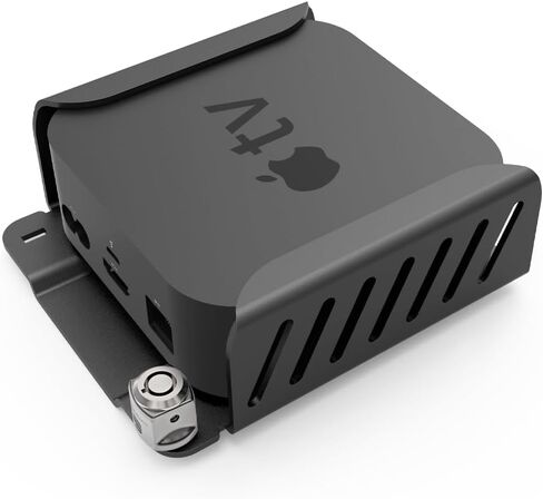 حامل أمان Compulocks Apple TV للجيل الرابع و4K (الجيل الأول إلى الثاني، 2018-2021) - دعامة تثبيت آمنة مع إدارة الكابلات - تصميم أنيق متين مثالي للاستخدام في المنزل والمكتب - أسود in Kuwait
