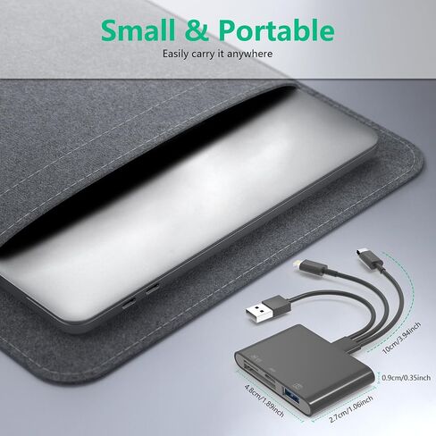 SD Card Reader for iPhone Digital Camera Transfer - Lightning to USB Camera Adapter with Charging Port, Portable USB Type-C(Data/Charge/Audio) SD Card Adapter for iPhone 13/14/15/16/17, iPad, Android in Kuwait